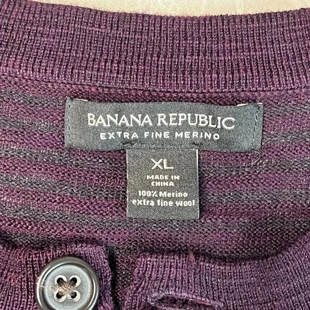 BANANA REPUBLIC Extra Fine Merino Wool Quarter Button Up Pullover Sweater sz XL - Picture 4 of 9
